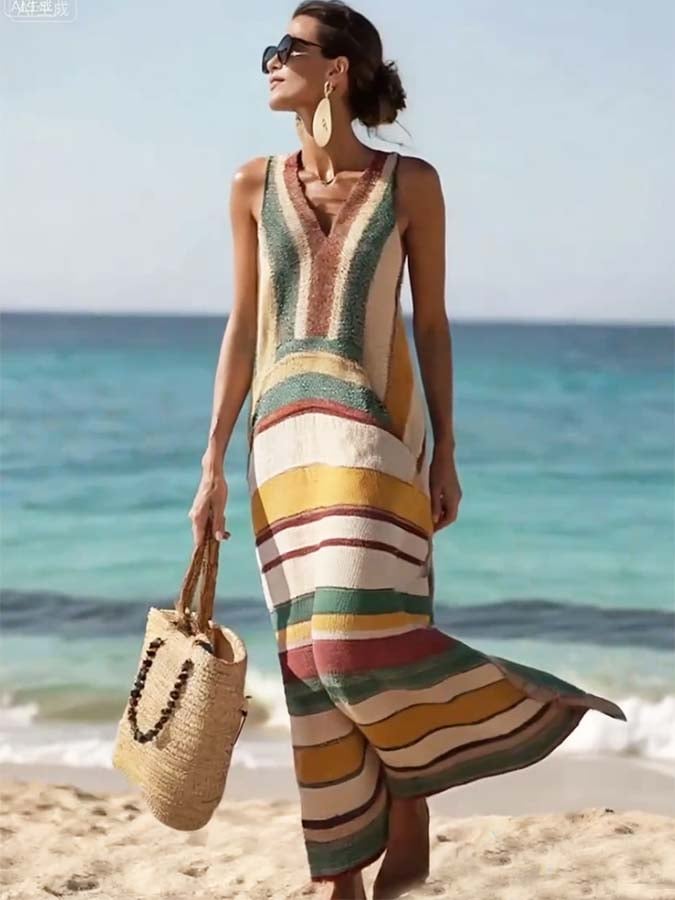 Solène | Horizon Stripe Maxi Dress